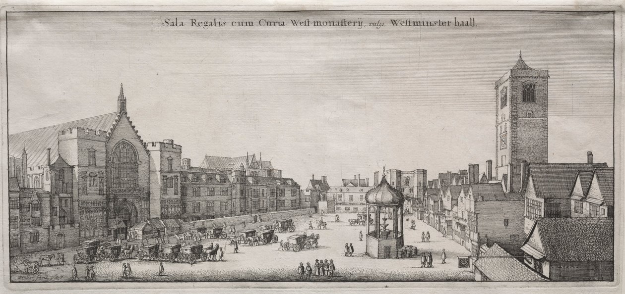 Utsikt över London: New Palace Yard med Westminster Hall och Clock House, 1647. av Wenceslaus Hollar