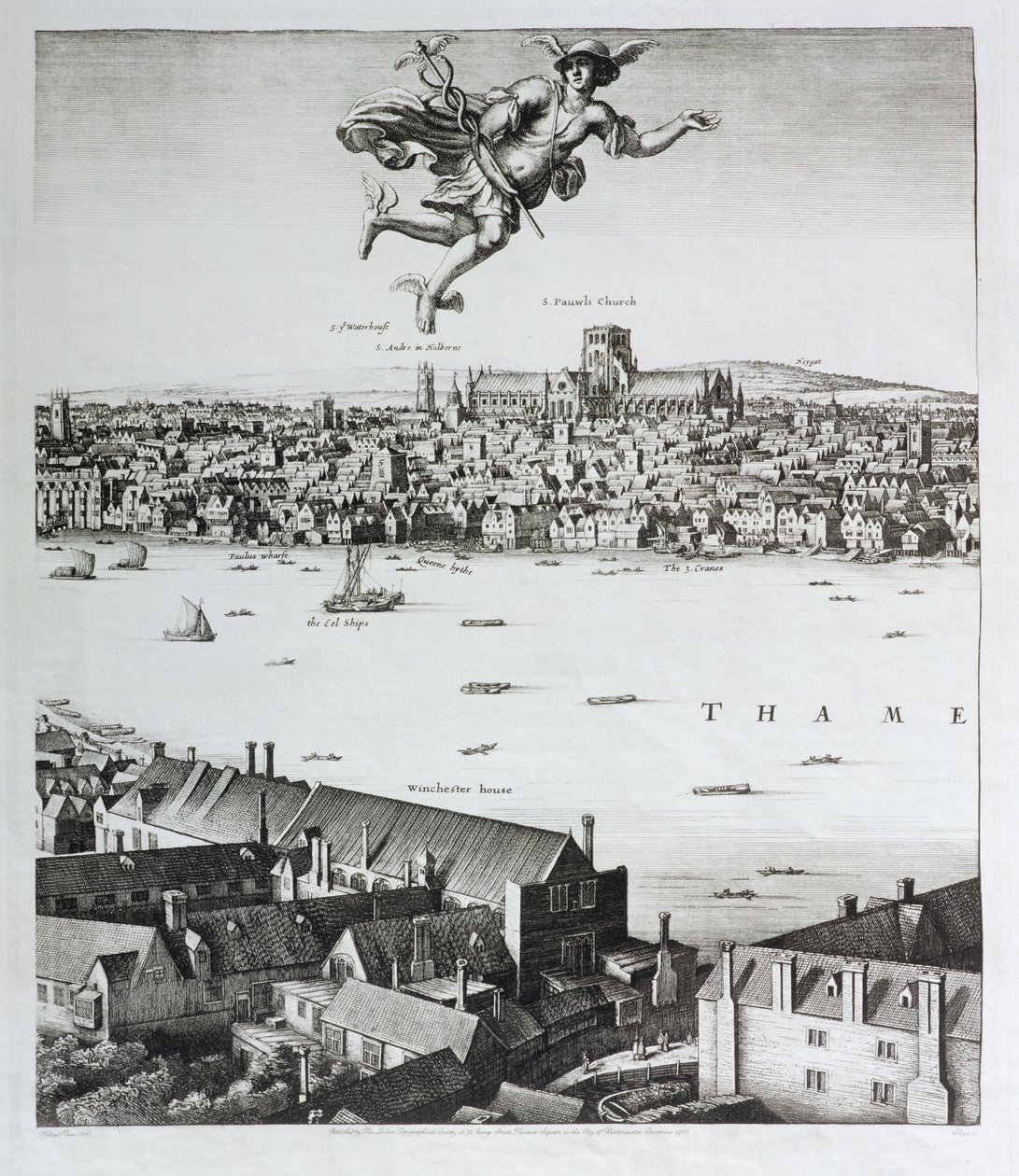 View of London, publicerad 1647 (faksimilkopia) (detalj) av Wenceslaus Hollar