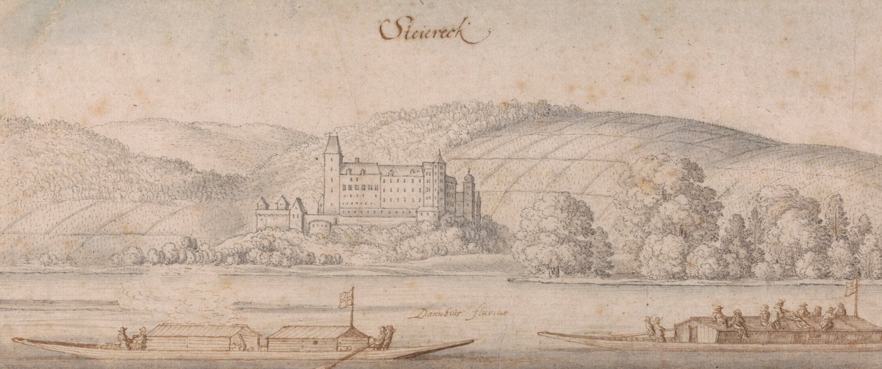 Utsikt över Steiereck vid Donau av Wenceslaus Hollar