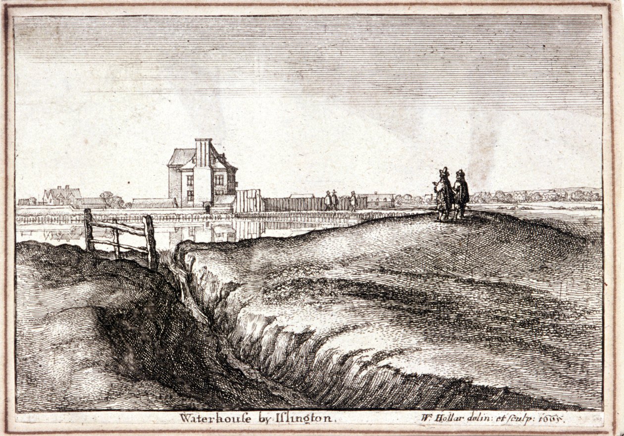 Utsikt över området runt New River Head, Finsbury, London, 1665 av Wenceslaus Hollar