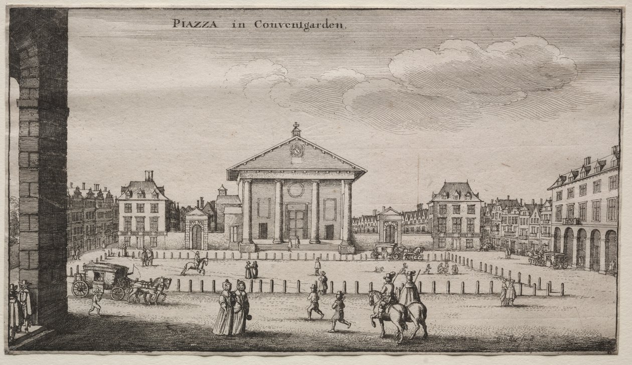 Utsikt över London: Piazza i Covent Garden av Wenceslaus Hollar