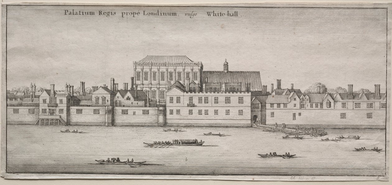 Utsikt över London: Whitehall från floden. av Wenceslaus Hollar