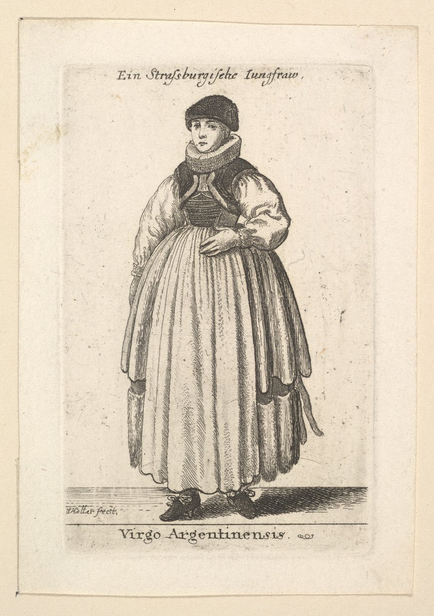 Jungfru Argentinensis. Ogift kvinna från Strasbourg, 1625-77. av Wenceslaus Hollar