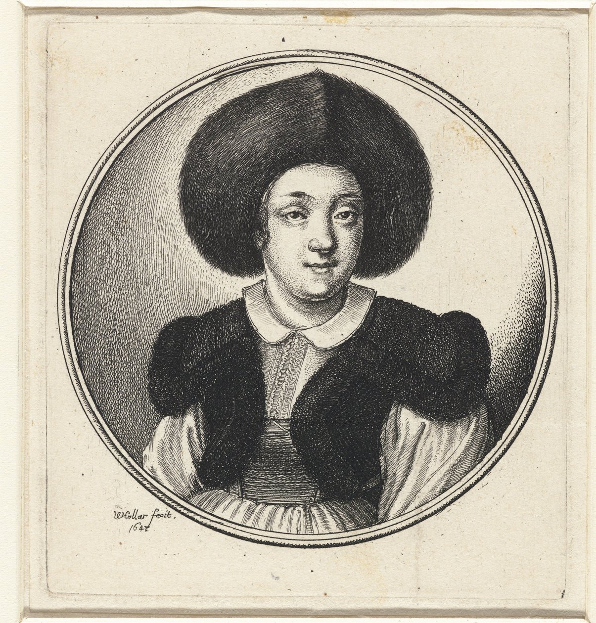 Kvinna med pälsmössa Kvinnliga byster i runda ramar (serietitel) av Wenceslaus Hollar