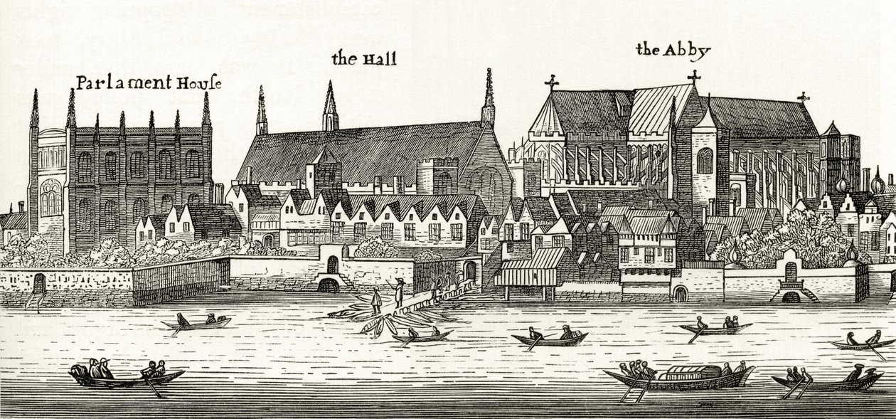 Westminster 1647, från "London Pictures: Drawn with Pen and Pencil", av pastor Richard Lovett, publicerad 1890 av Wenceslaus Hollar