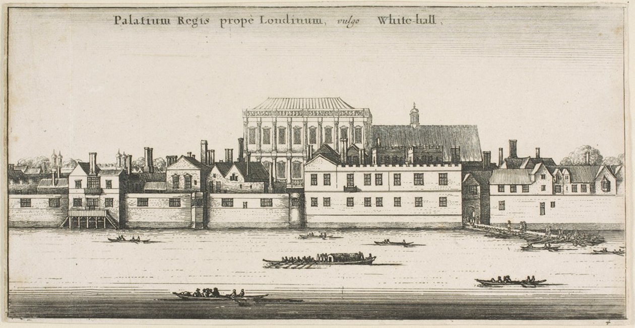 Whitehall från floden av Wenceslaus Hollar