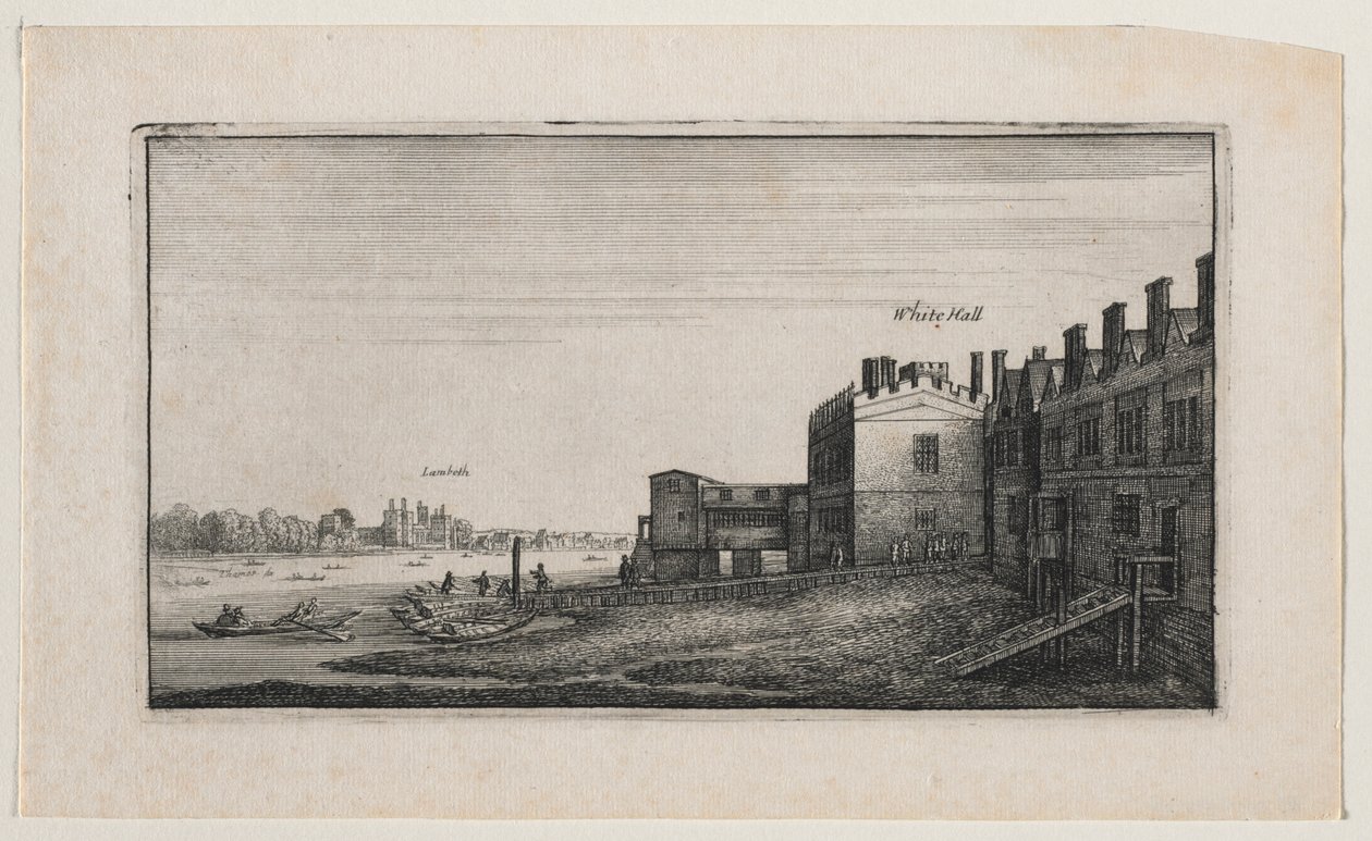 Whitehall från floden, med Lambeth i fjärran. av Wenceslaus Hollar