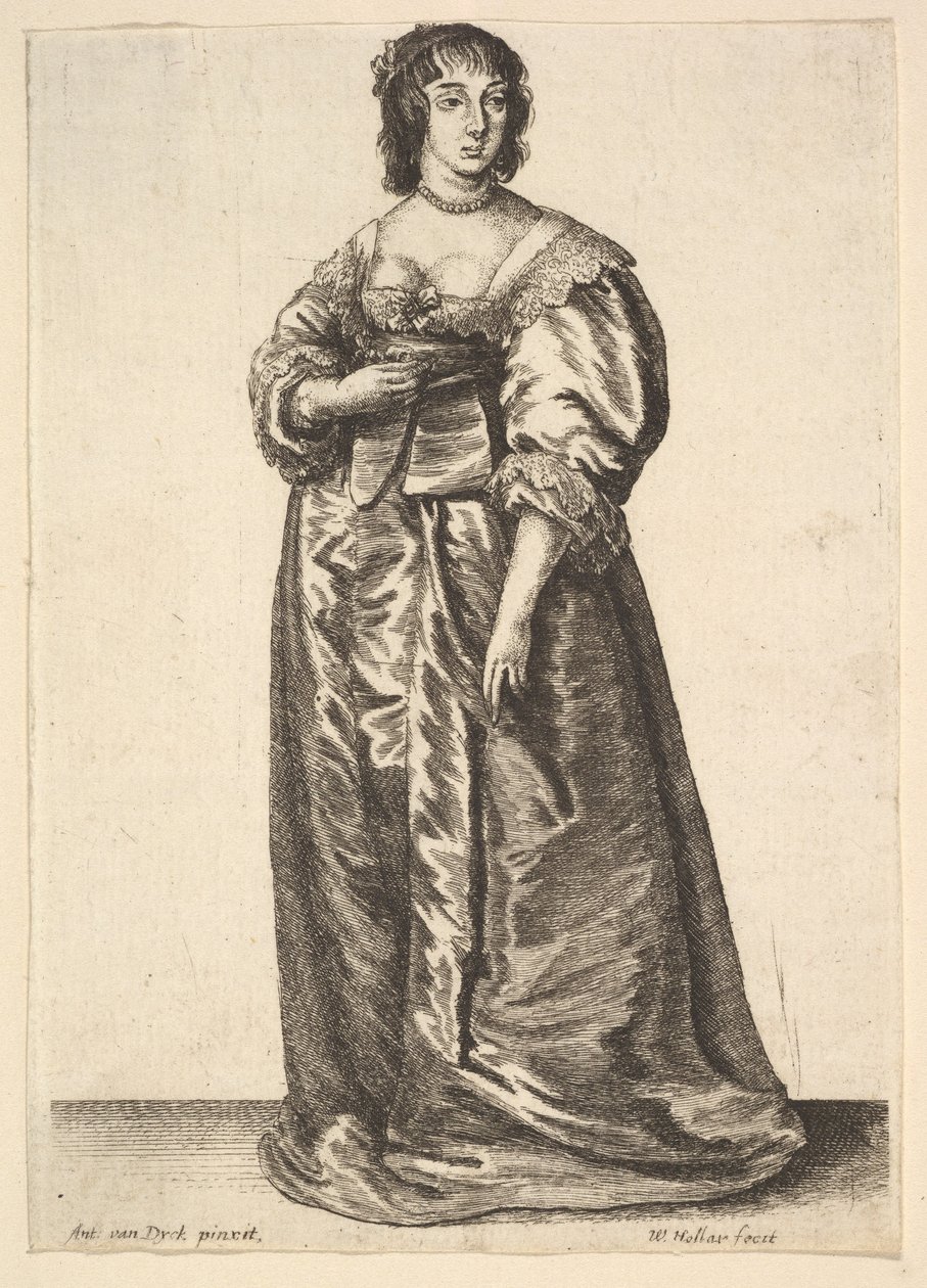 Hellång dam, efter Anthony van Dyck, 1625-77. av Wenceslaus Hollar