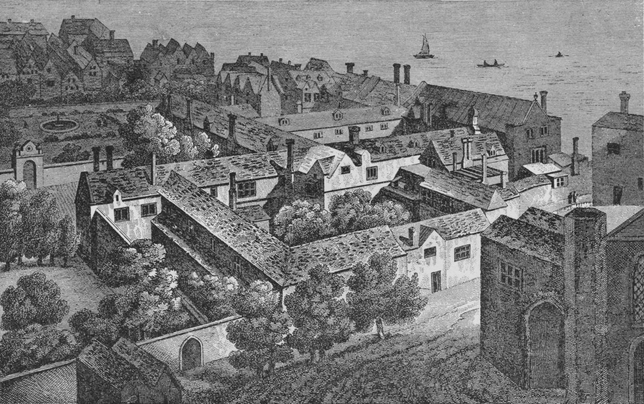 Winchester House, Southwark, omkring 1649, från tornet St. Saviours, c1812, 1912 av Wenceslaus Hollar
