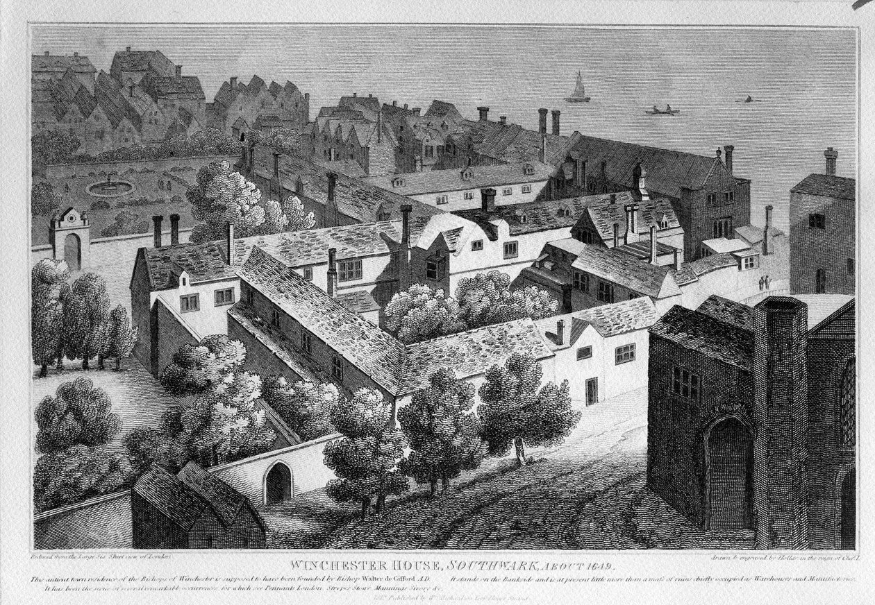 Winchester House, Southwark omkring 1649, publicerad 1812 av Wenceslaus Hollar