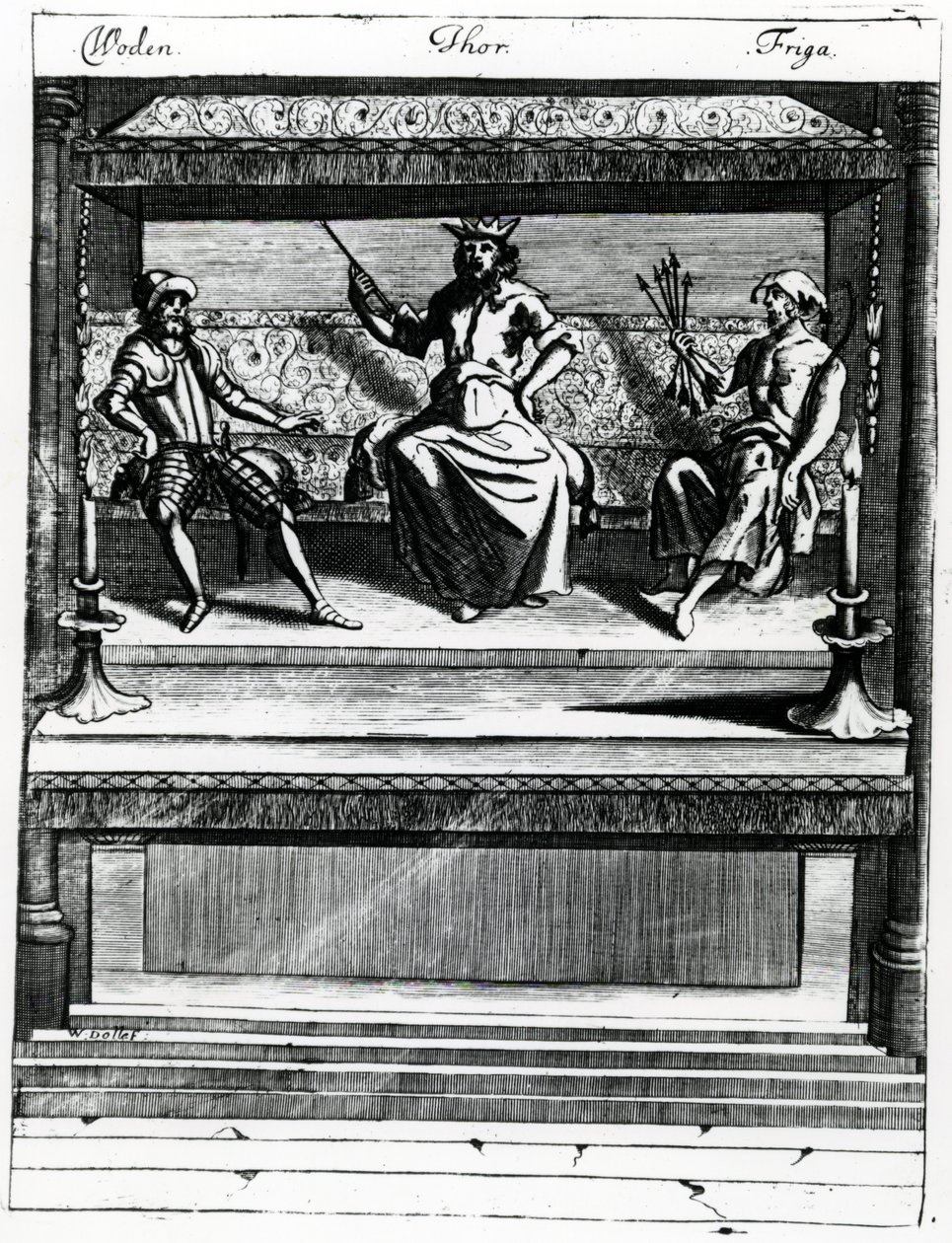 Woden, Thor na Friga walipendana av Wenceslaus Hollar
