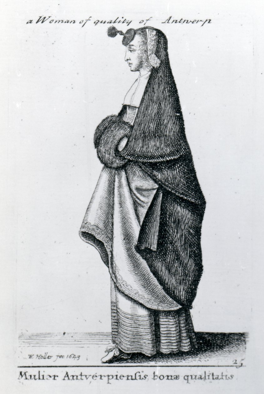 Kvalitetskvinna från Antwerpen, 1643 av Wenceslaus Hollar