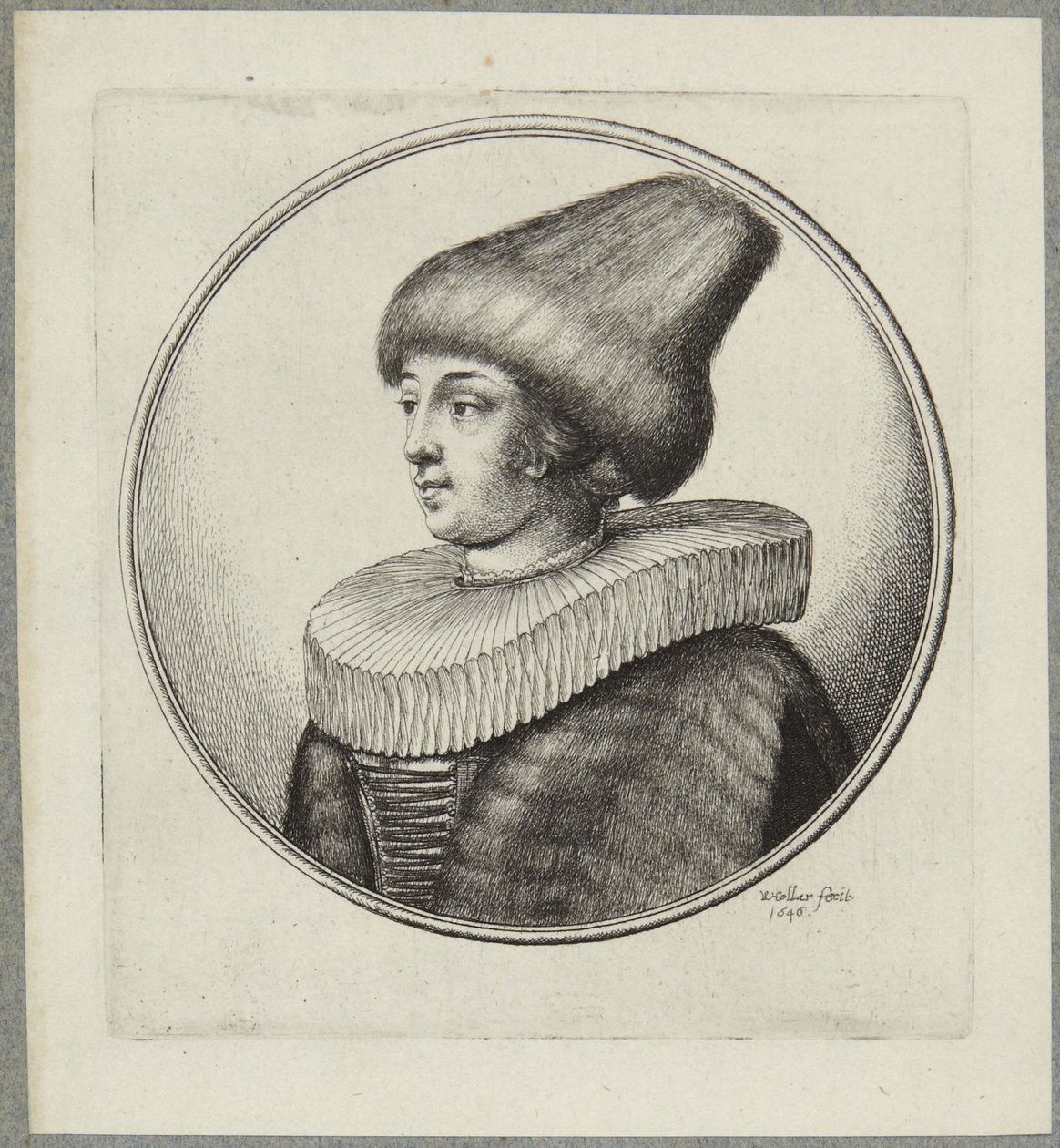 Kvinna med spetsig pälsmössa av Wenceslaus Hollar