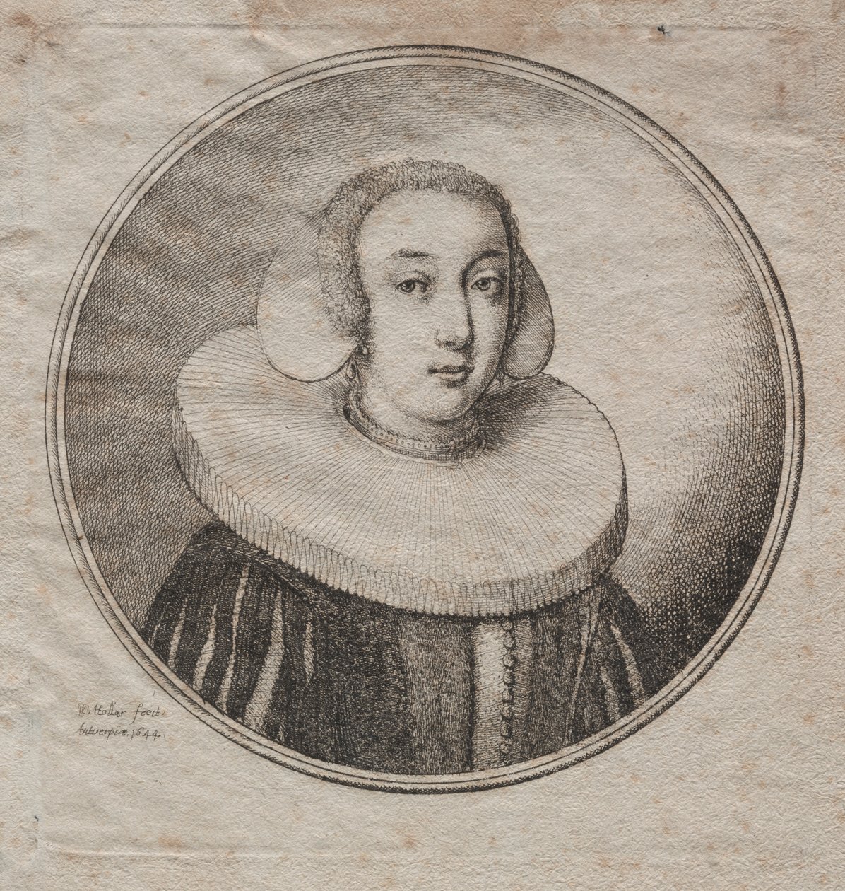 Kvinna med en Millstone Ruff av Wenceslaus Hollar