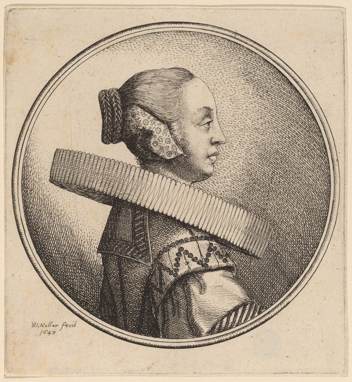 Kvinna med en Ruff i profil av Wenceslaus Hollar