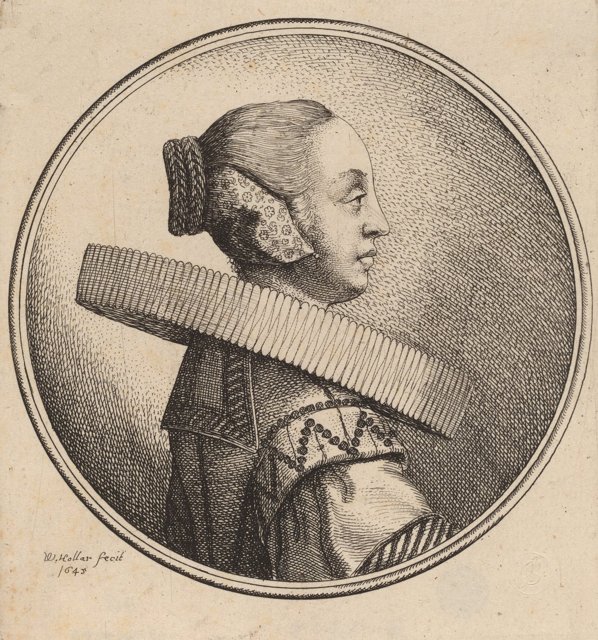 Kvinna med en ruff i profil, 1643. av Wenceslaus Hollar