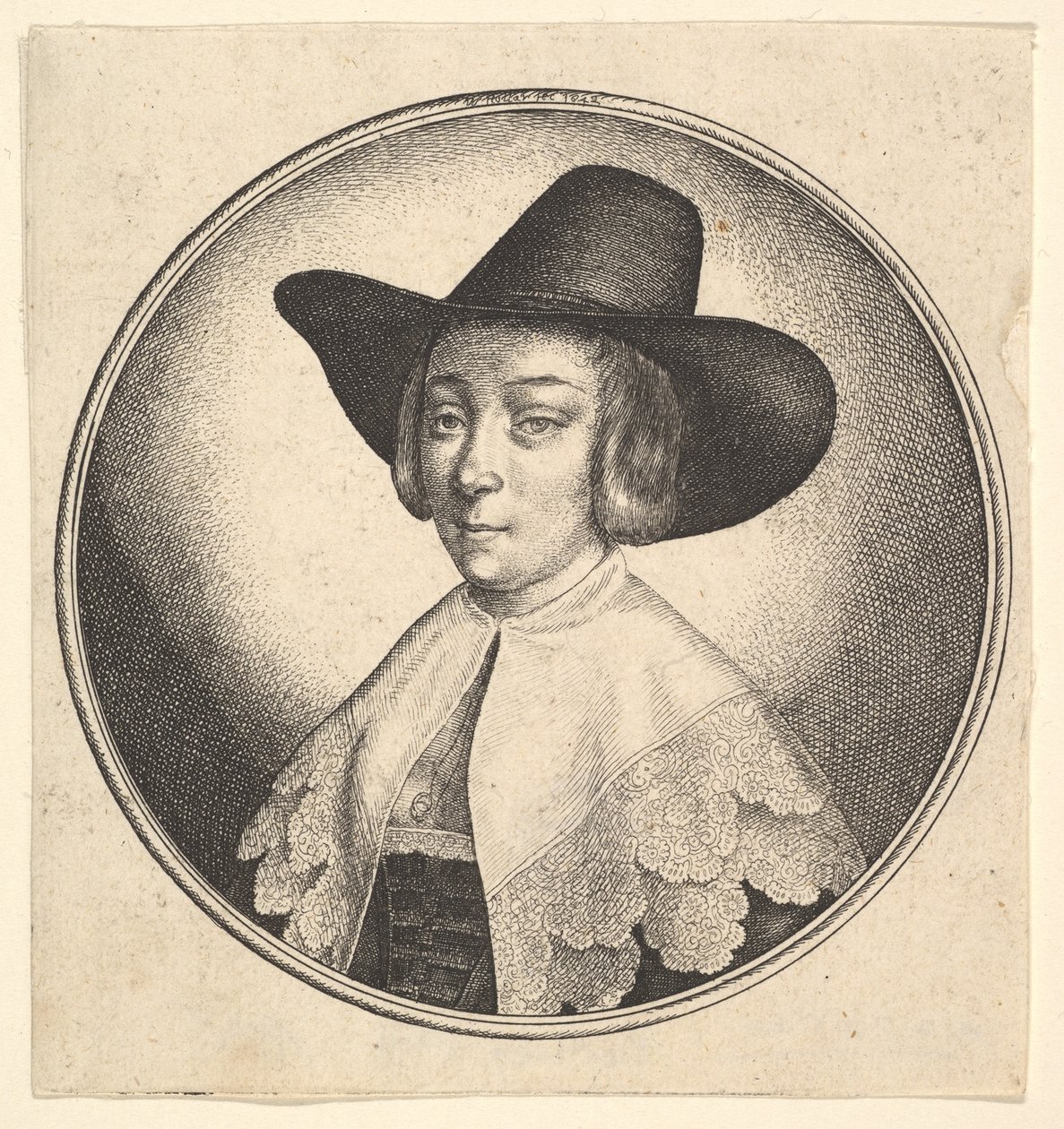Kvinna med bredbrättad hatt, 1642. av Wenceslaus Hollar