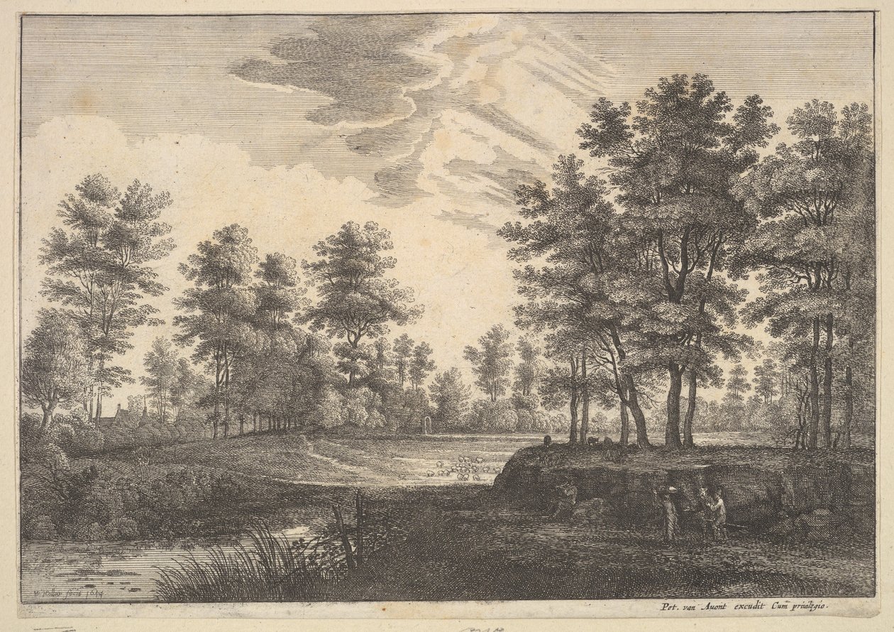 Skogbevuxen landskap, 1644. av Wenceslaus Hollar