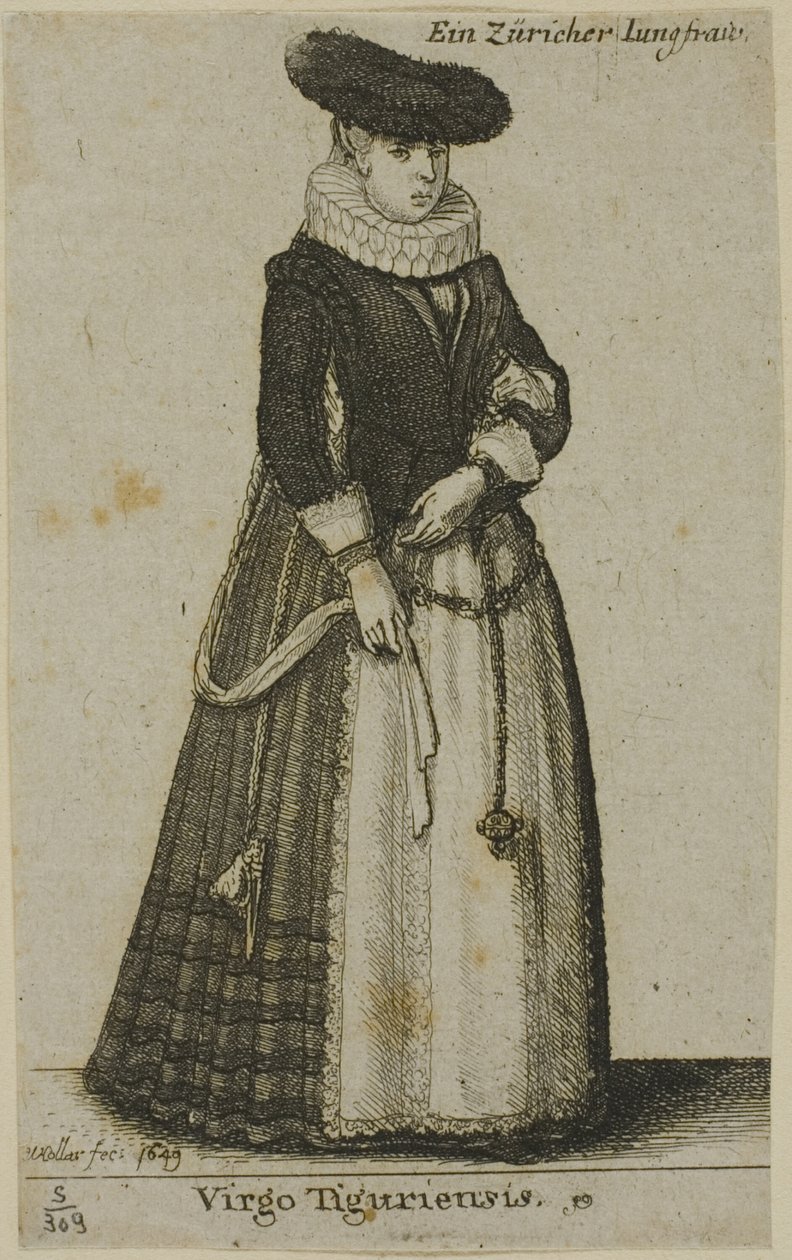 Ung Zürich kvinna av Wenceslaus Hollar