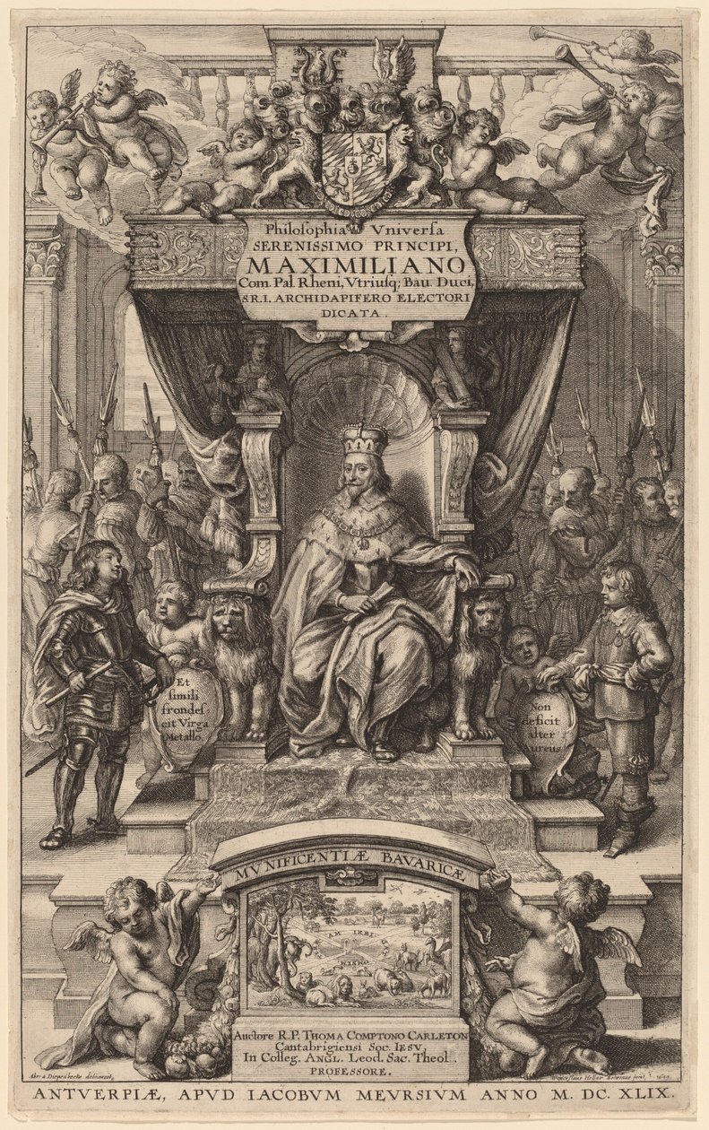 Titelsida till "Universums filosofi" av Wenceslaus Hollar after Abraham van Diepenbeeck