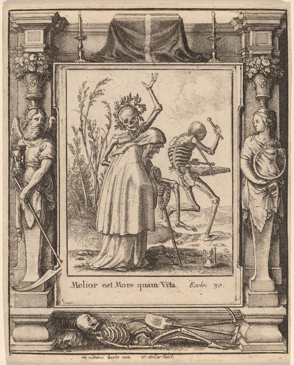 Gammal kvinna av Wenceslaus Hollar after Hans Holbein the Younger after Abraham van Diepenbeeck