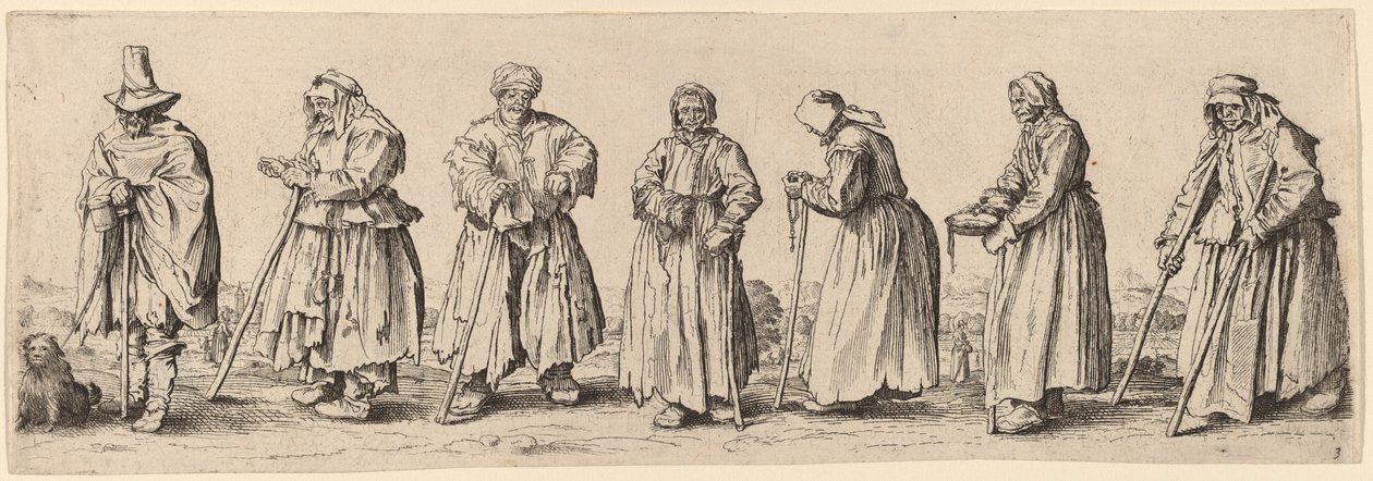 Män och kvinnliga tiggare av Wenceslaus Hollar after Jacques Callot