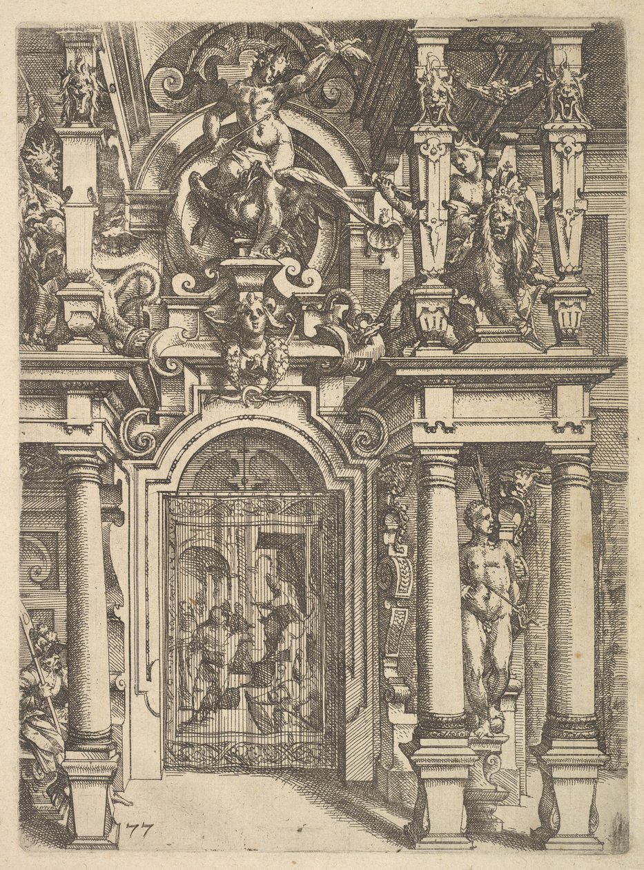 Prydnadsplatta från Architettura, 1598. av Wendel Dietterlin the Elder