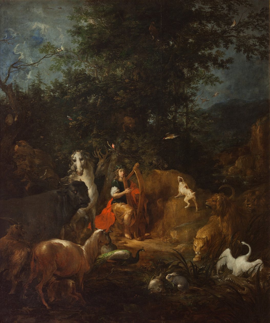 Orpheus med djur i ett landskap, före 1720 av Wenzel Lorenz Reiner