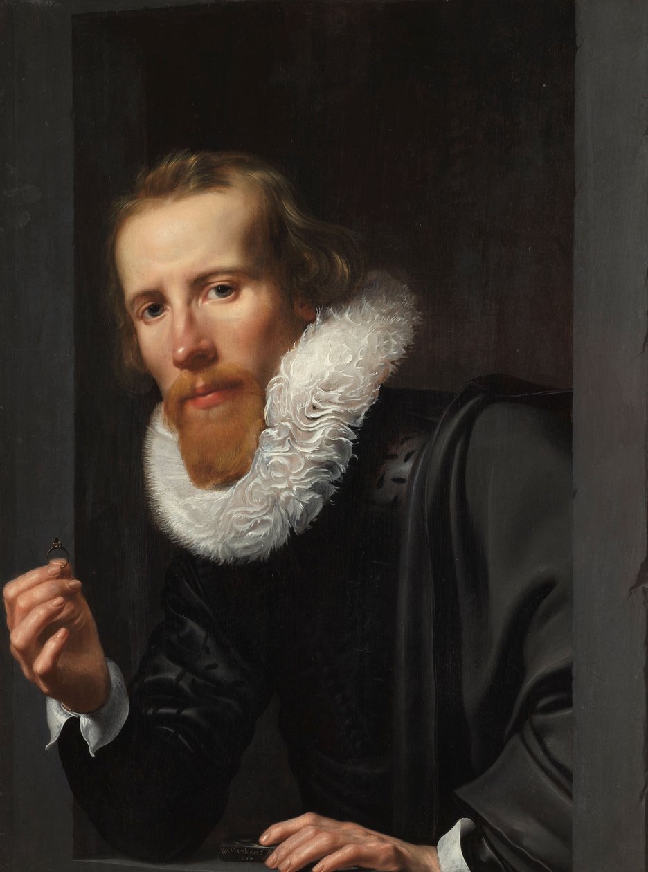 Porträtt av en guldsmed, troligen Bartholomeus Jansz van Assendelft, 1617 av Werner van den Valckert