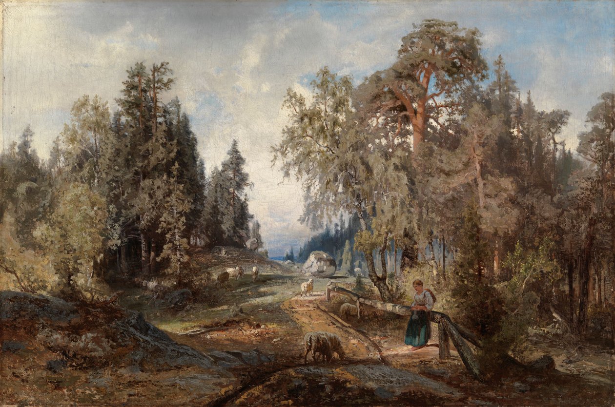 Landskap med får av Werner Holmberg