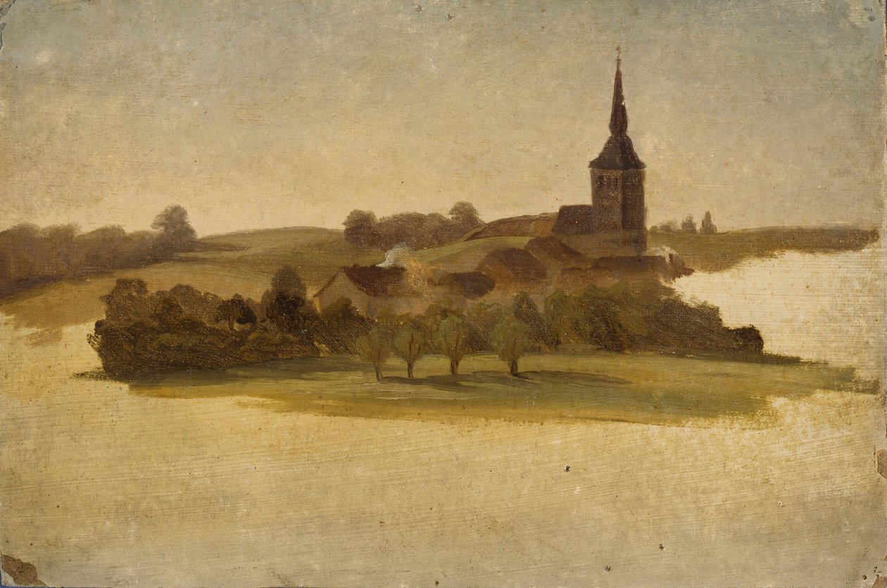 Utsikt mot Erkrath kyrka, studie av Werner Holmberg