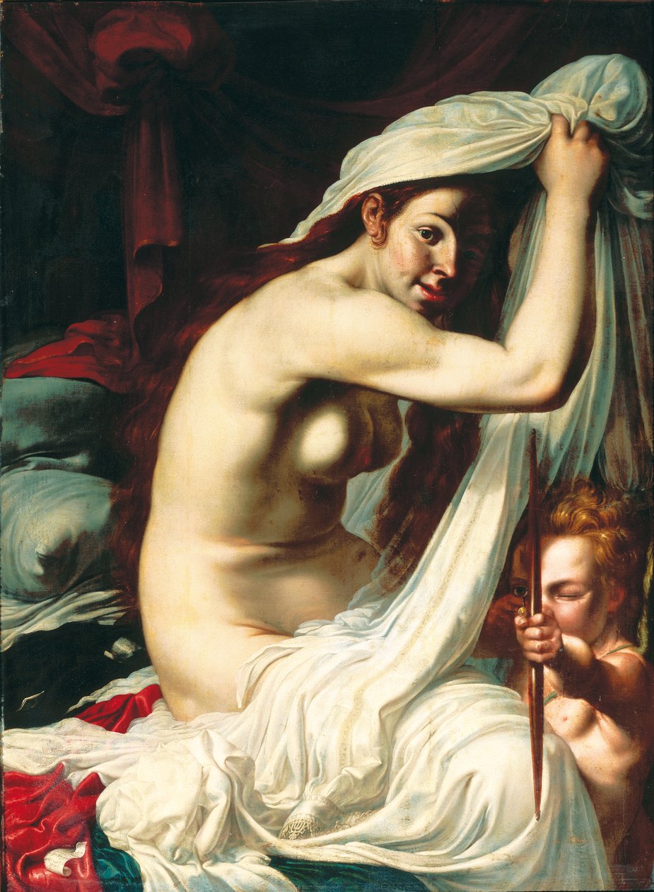 Venus och Amor av Werner Jacobsz van den Valckert