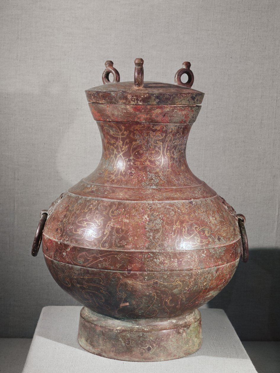 Fartyg från prins Liu Shangs grav (brons inlagt med guld och silver) av Western Han Dynasty Chinese School
