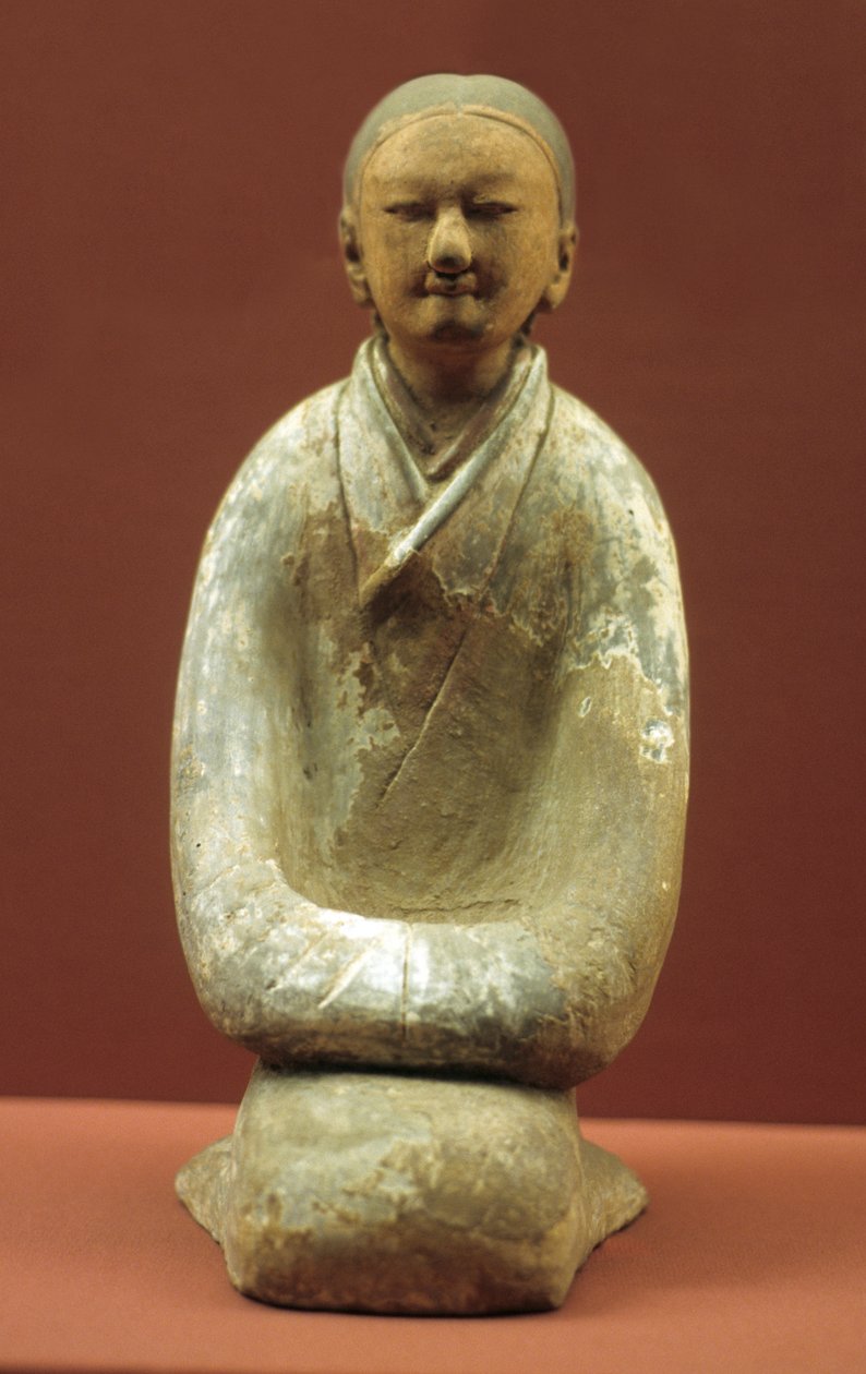 Kvinna som sitter på hälarna, 206 f.Kr.-8 e.Kr av Western Han Dynasty Chinese School