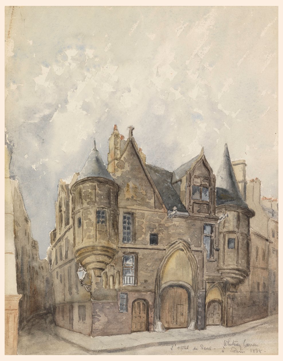 Ritning, Hotel de Sens, Paris, 1888 av Whitney Warren Jr.