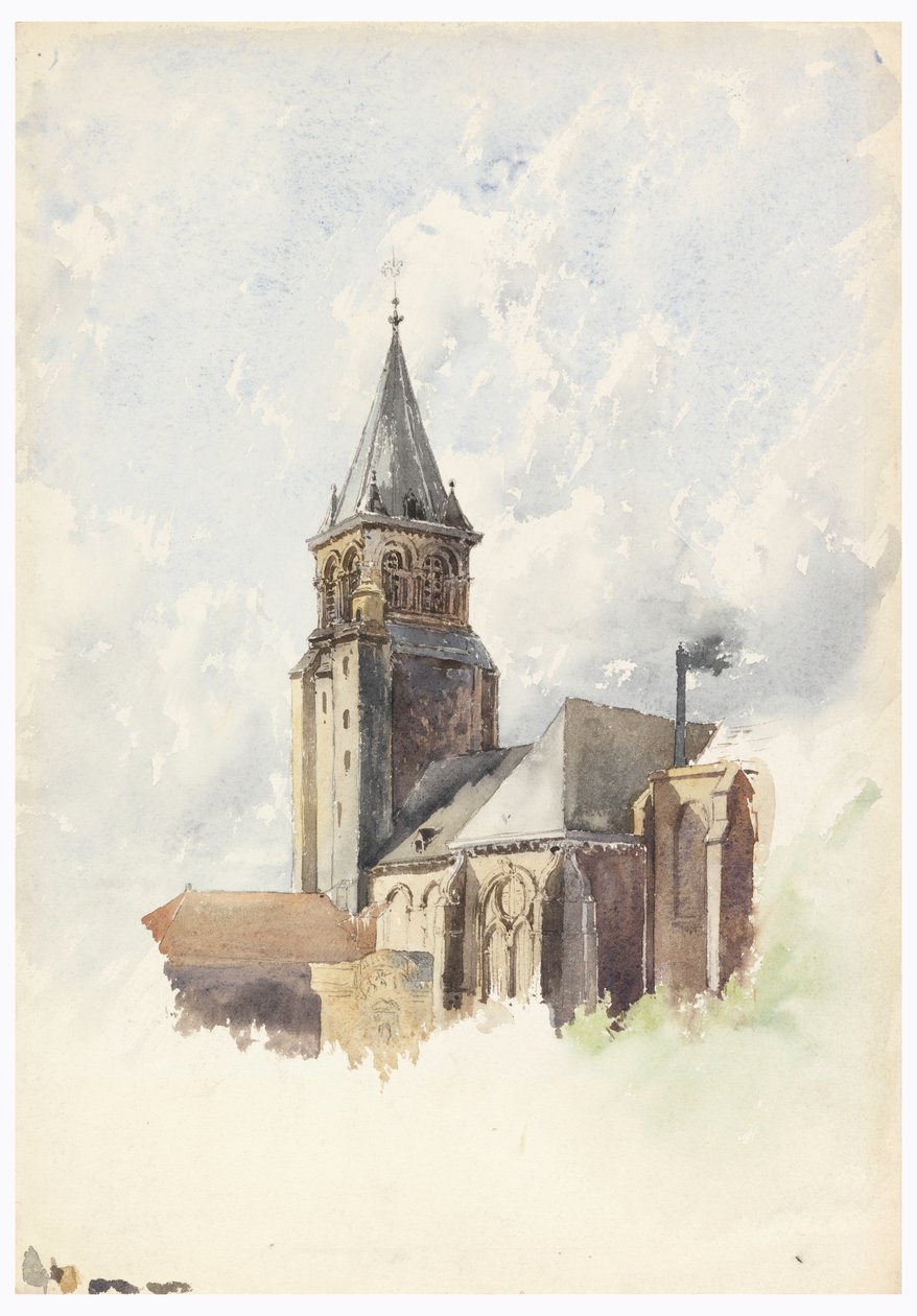 Teckning, Saint Germain-des-Prés, Paris, ca 1887 av Whitney Warren Jr.