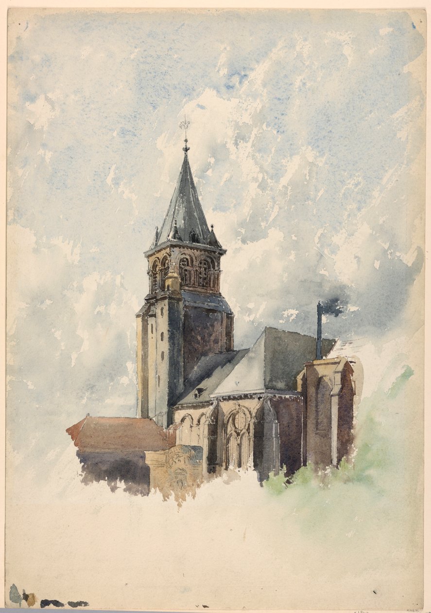 Teckning, Saint Germain-des-Prés, Paris, ca 1887 av Whitney Warren Jr.