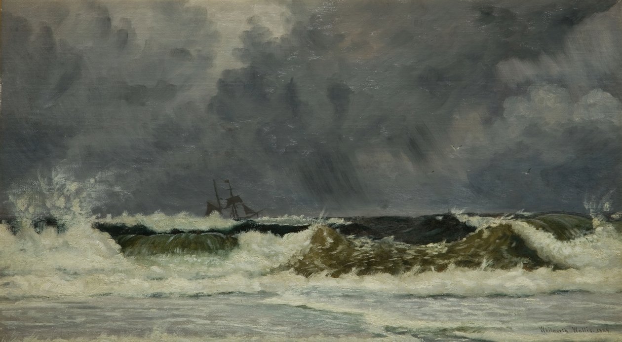 Ruggigt väder - Jyllands kust, 1884. av Whitworth Wallis