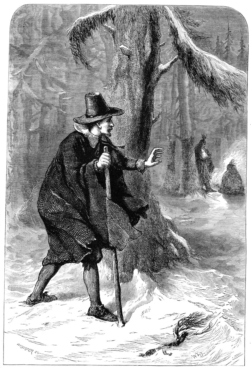Roger Williams i skogen, Amerika, c1630-talet c1880 av Whymper