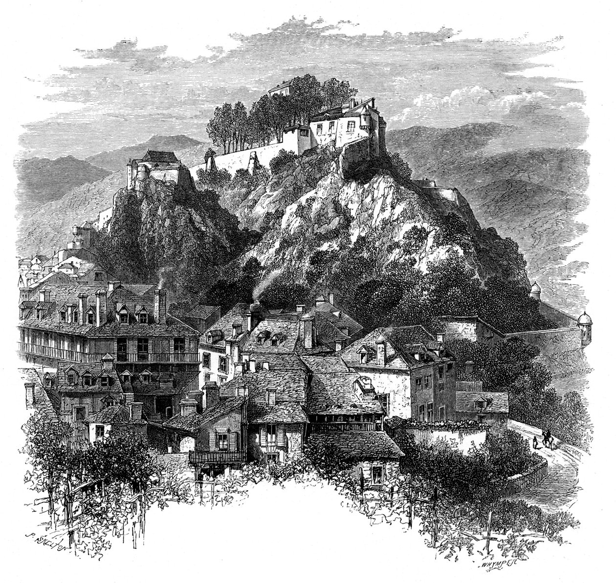 Slottet i Lourdes, Frankrike, 1800-talet. av Whymper