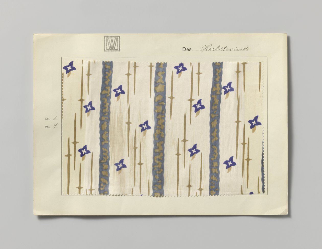 Prov med tryckt sida, design Herbstwind av Wiener Werkstätte