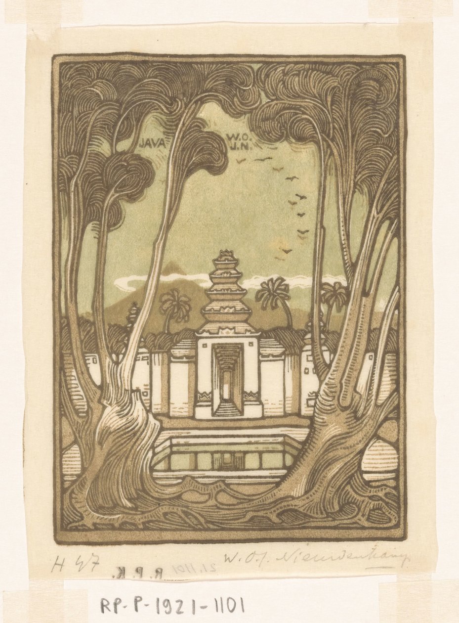 Kyrkogården i Jogyakarta på Java Holy Cemetery, Java (originaltitel) av Wijnand Otto Jan Nieuwenkamp (signed by artist)