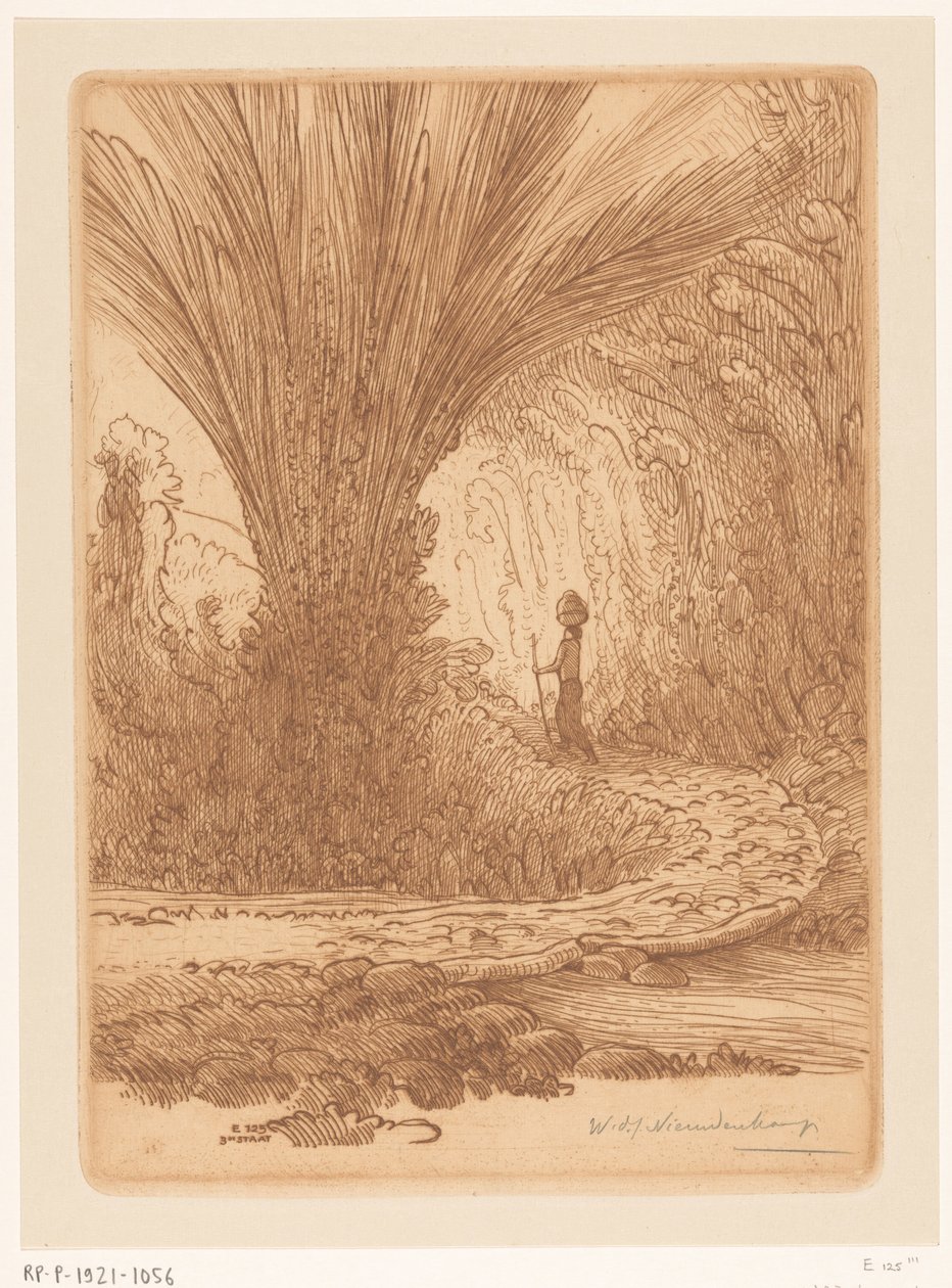 Bevuxen bergssida på Bali In the mountains (originaltitel) av Wijnand Otto Jan Nieuwenkamp (signed by artist)