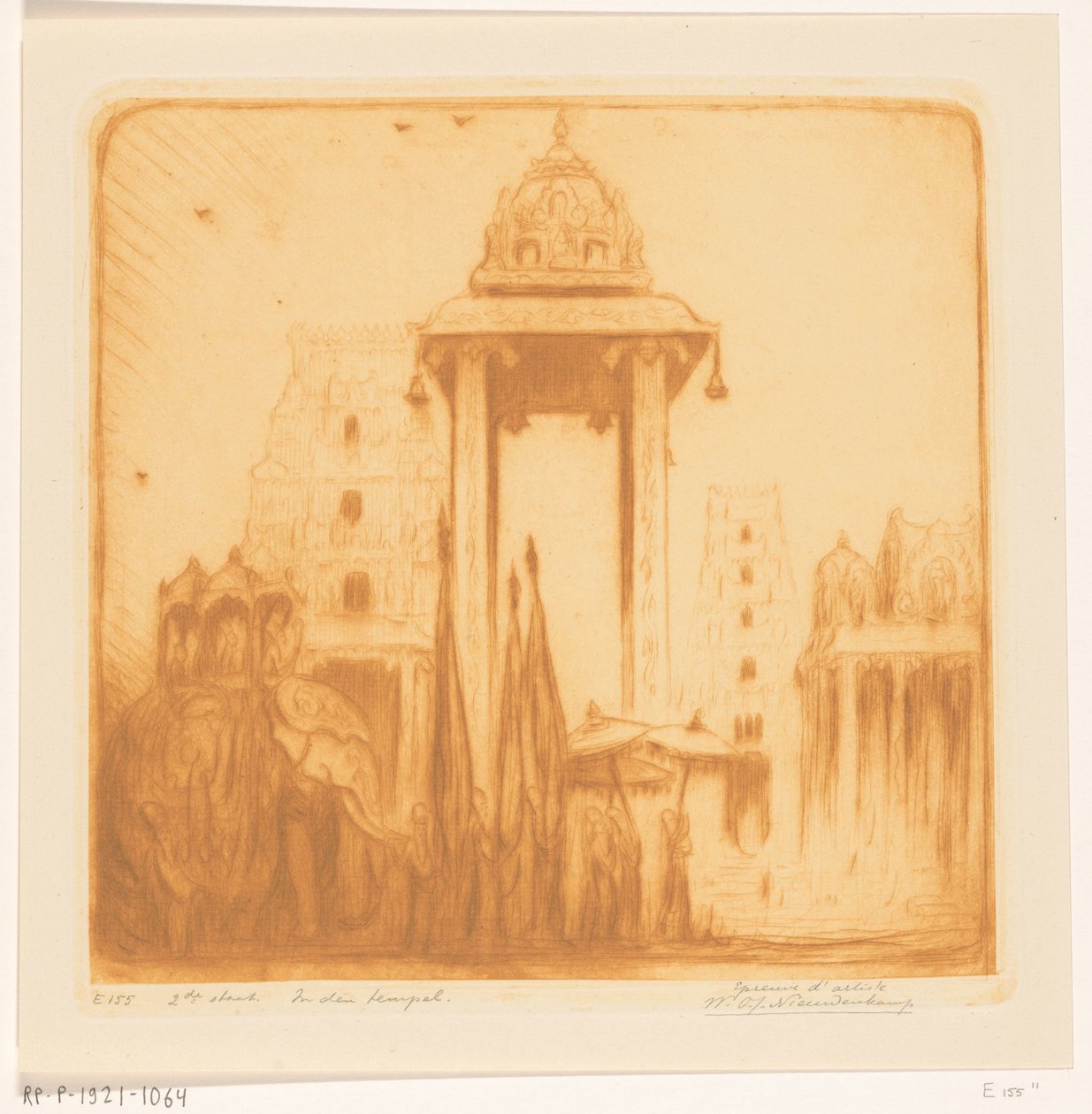Gården till ett tempel i Brittiska Indien In the Temple (originaltitel) av Wijnand Otto Jan Nieuwenkamp (signed by artist)