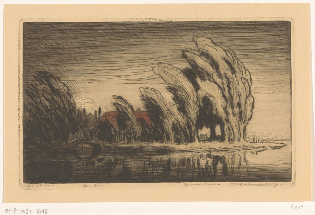 Gård på vattnet i en storm A Storm (originaltitel) av Wijnand Otto Jan Nieuwenkamp (signed by artist)