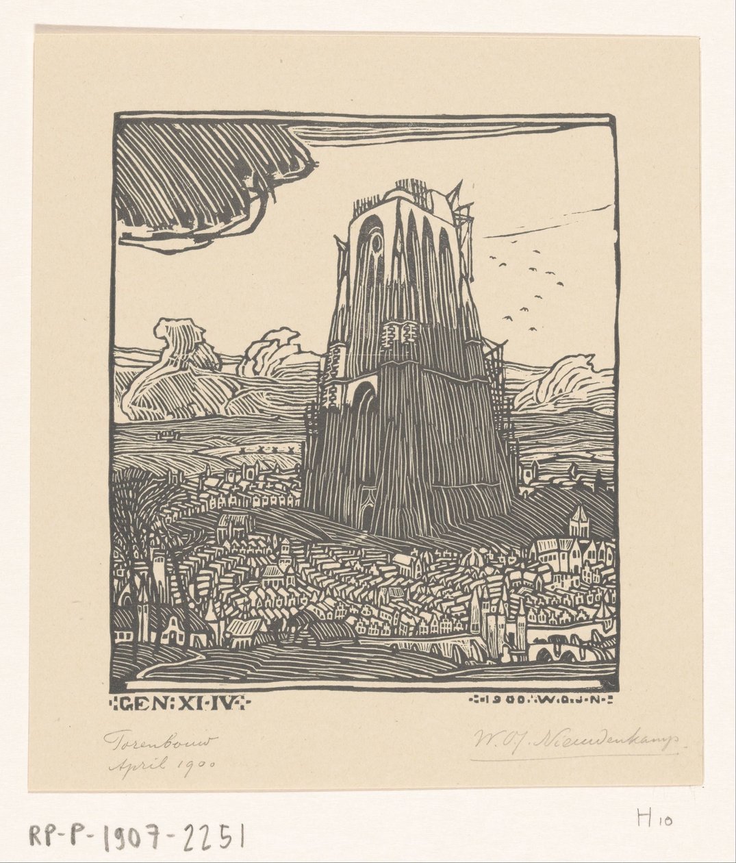 Byggandet av Babels torn Tornbyggnad (originaltitel) av Wijnand Otto Jan Nieuwenkamp (signed by artist)