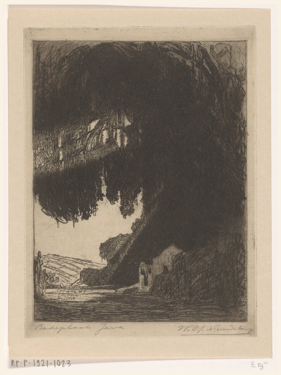 Kinesiskt kapell nära Semarang på Java Plats för tillbedjan (originaltitel) av Wijnand Otto Jan Nieuwenkamp (signed by artist)
