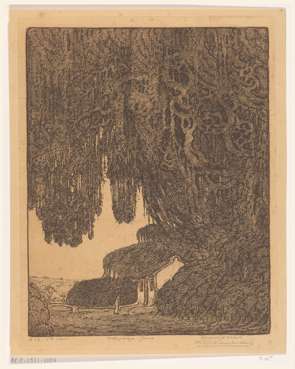 Kinesiskt kapell nära Semarang på Java Kinesisk plats för tillbedjan (originaltitel) av Wijnand Otto Jan Nieuwenkamp (signed by artist)