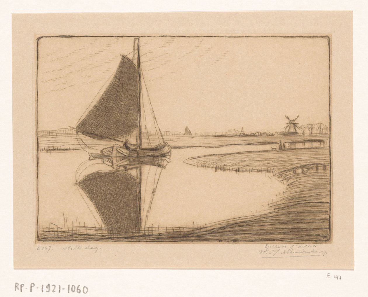 Drecht A Quiet Day (originaltitel) av Wijnand Otto Jan Nieuwenkamp (signed by artist)