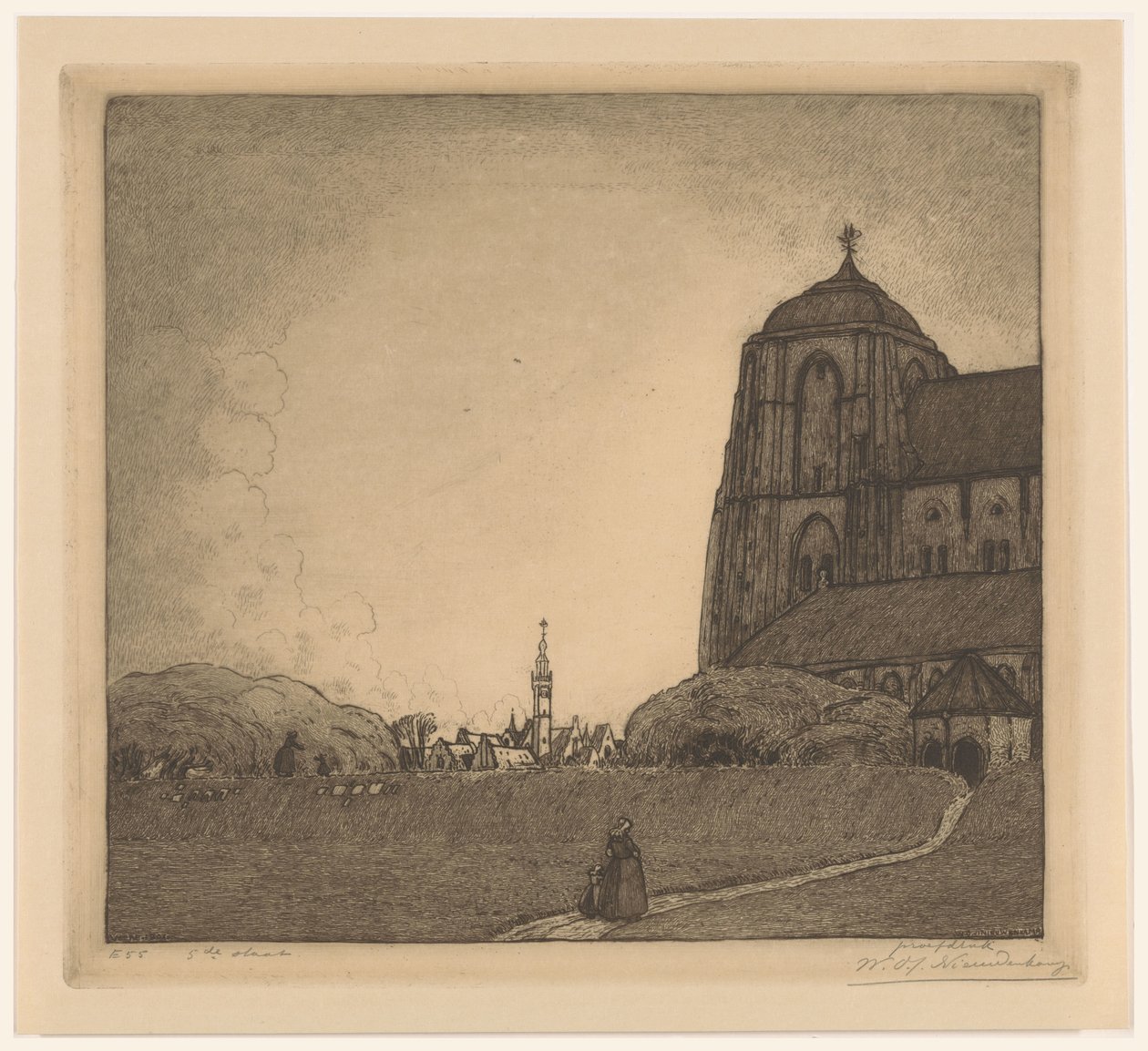 View of Veere (originaltitel) av Wijnand Otto Jan Nieuwenkamp (signed by artist)